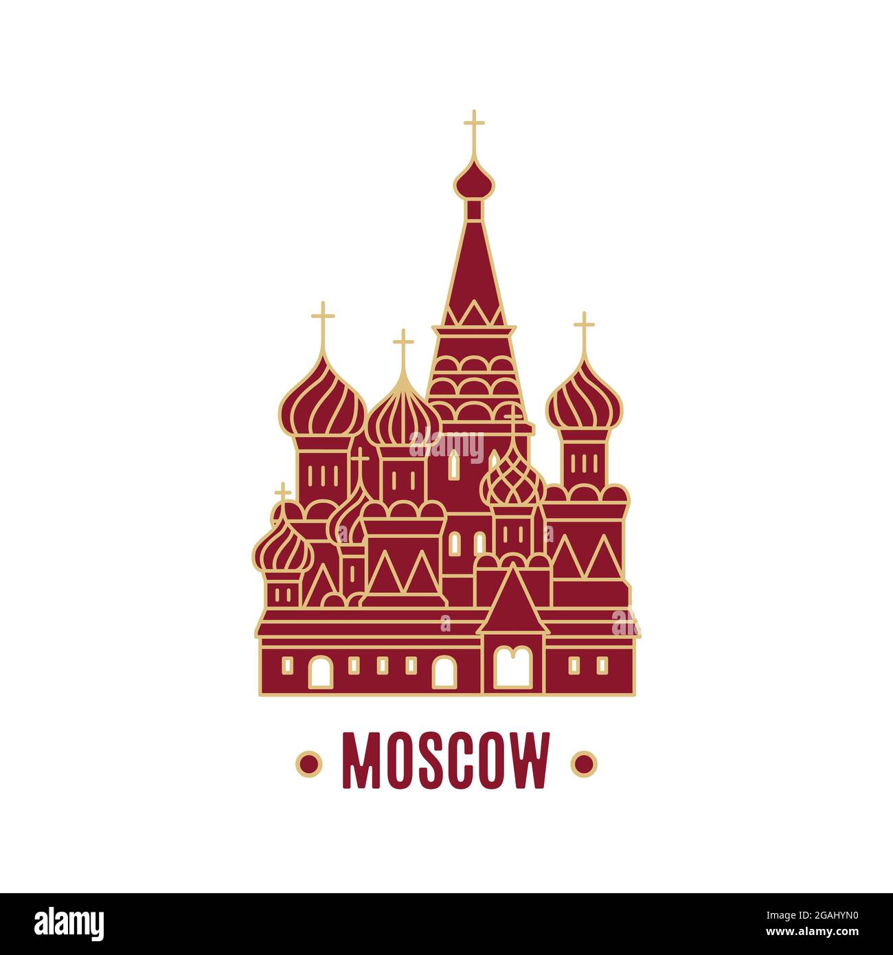 St. Basil's Cathedral vector illustration isolated on white background. Line art. Moscow landmark. Stock Vector