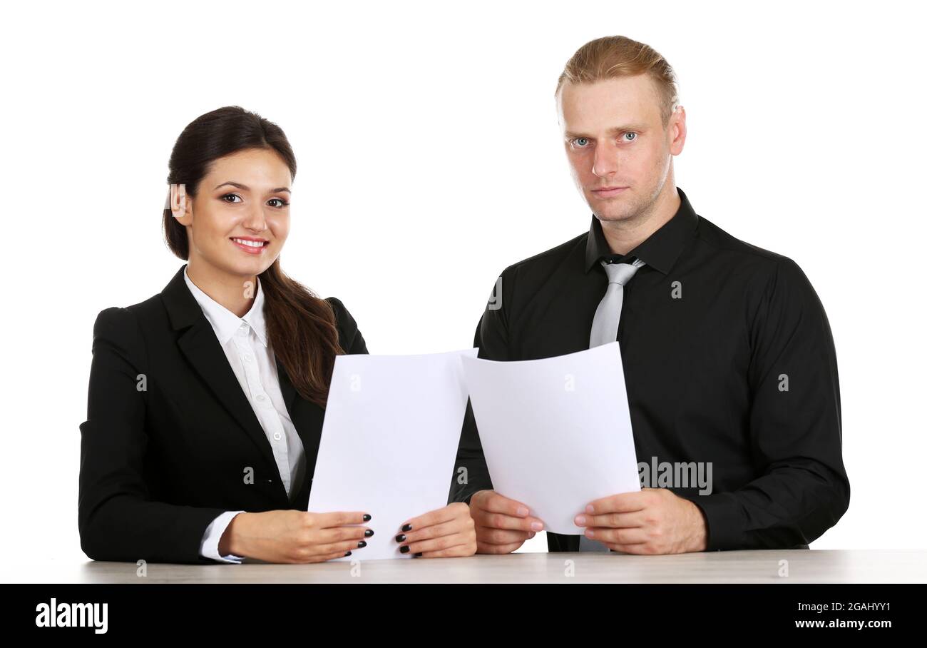 TV anchors training for telling news Stock Photo Alamy