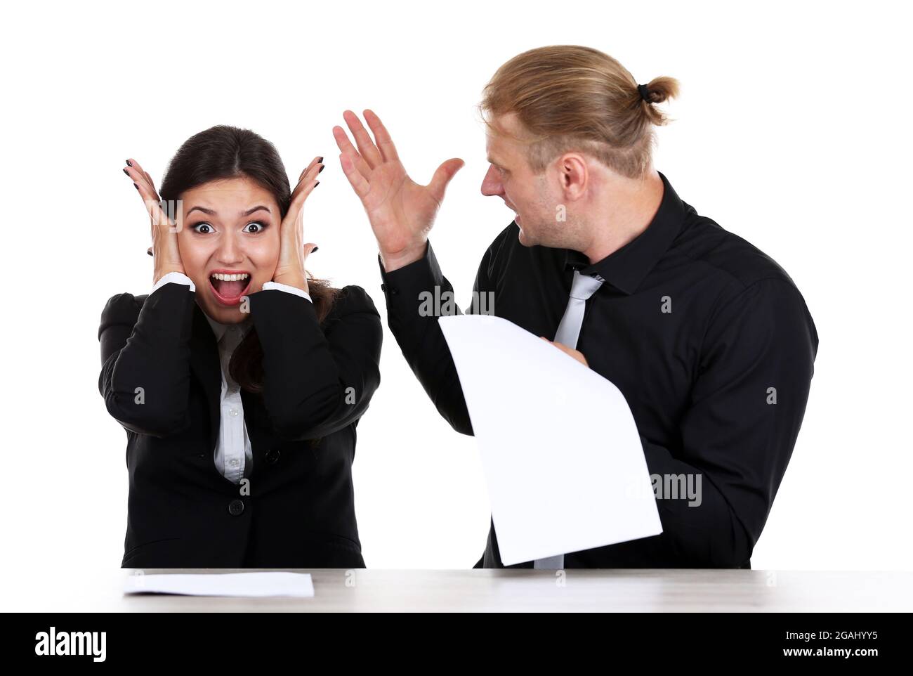 TV anchors training for telling news Stock Photo Alamy
