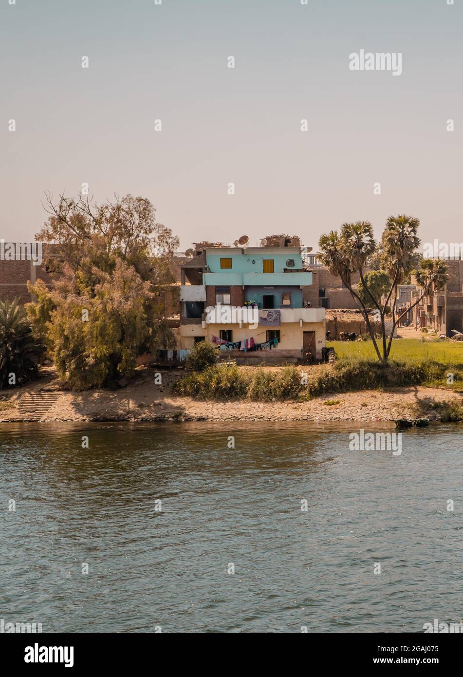 Vegetation and landscapes on the Nile River in Egypt Stock Photo