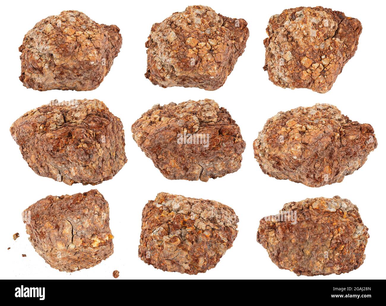 large piece of metallurgical ferrous iron stone ore isolated on whie background. Stock Photo