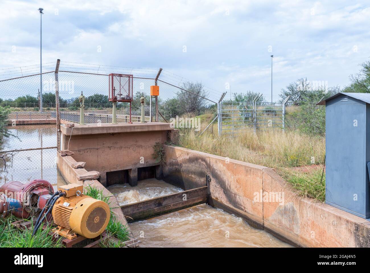 Teebus TEEBUS, SOUTH AFRICA - APRIL 22, 2021: Canal outlet at the end of the ...