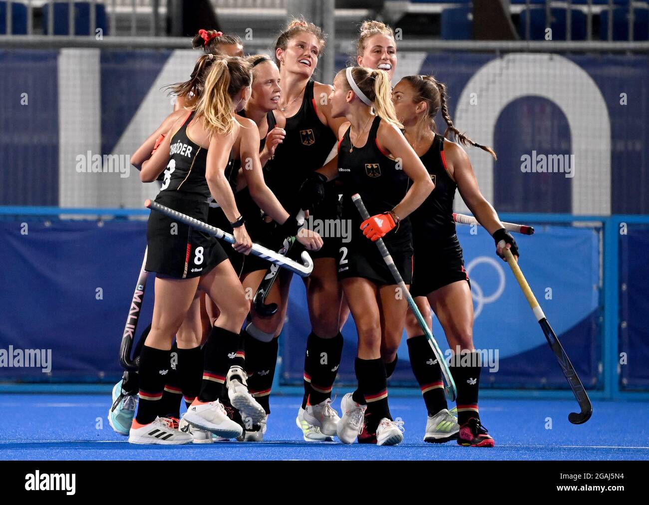 Tokio Japan 31st July 2021 Hockey Women Olympics Germany Netherlands Preliminary Round Group A At Oi Hockey Stadium Germany S Players Celebrate The Goal To Make It 1 2 Credit Sebastian Gollnow Dpa Alamy Live