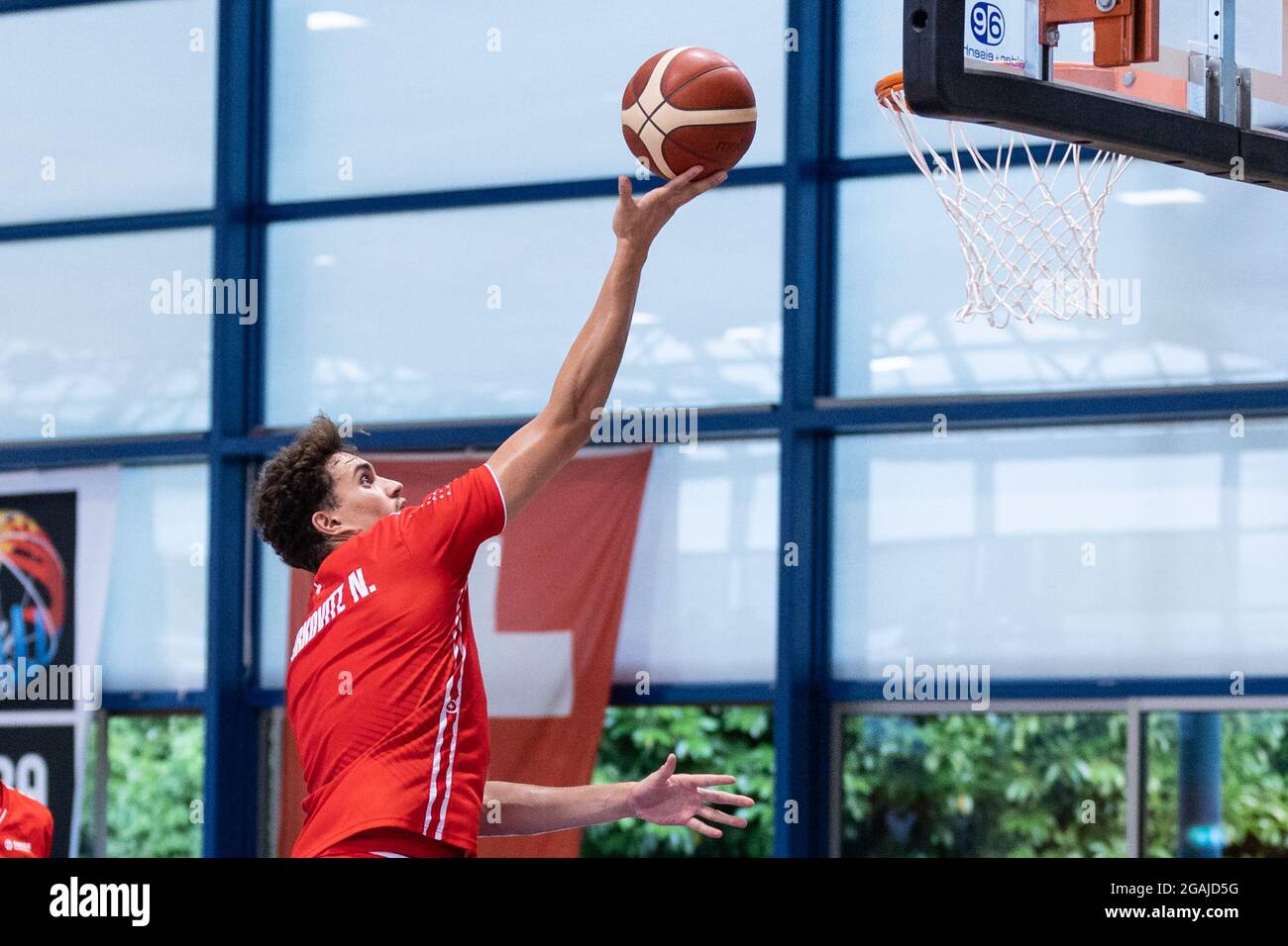 30.07.2021, Nyon, Salle du Rocher, Basket: Switzerland - Portugal, Natan  Jurkovitz (Switzerland) warming up (Photo by Sirane Davet/Just  Pictures/Sipa USA Stock Photo - Alamy