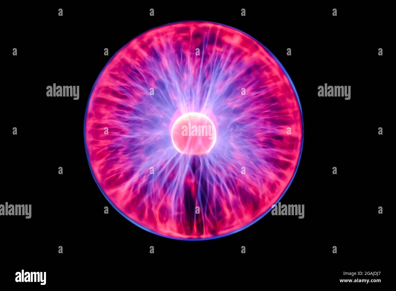 Chaotic plasma ball blue violet purple and red Stock Photo