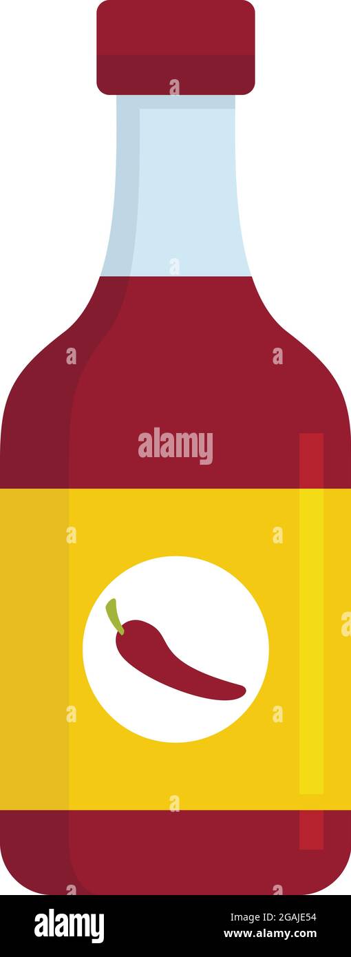 Chili sauce bottle icon. Flat illustration of chili sauce bottle vector