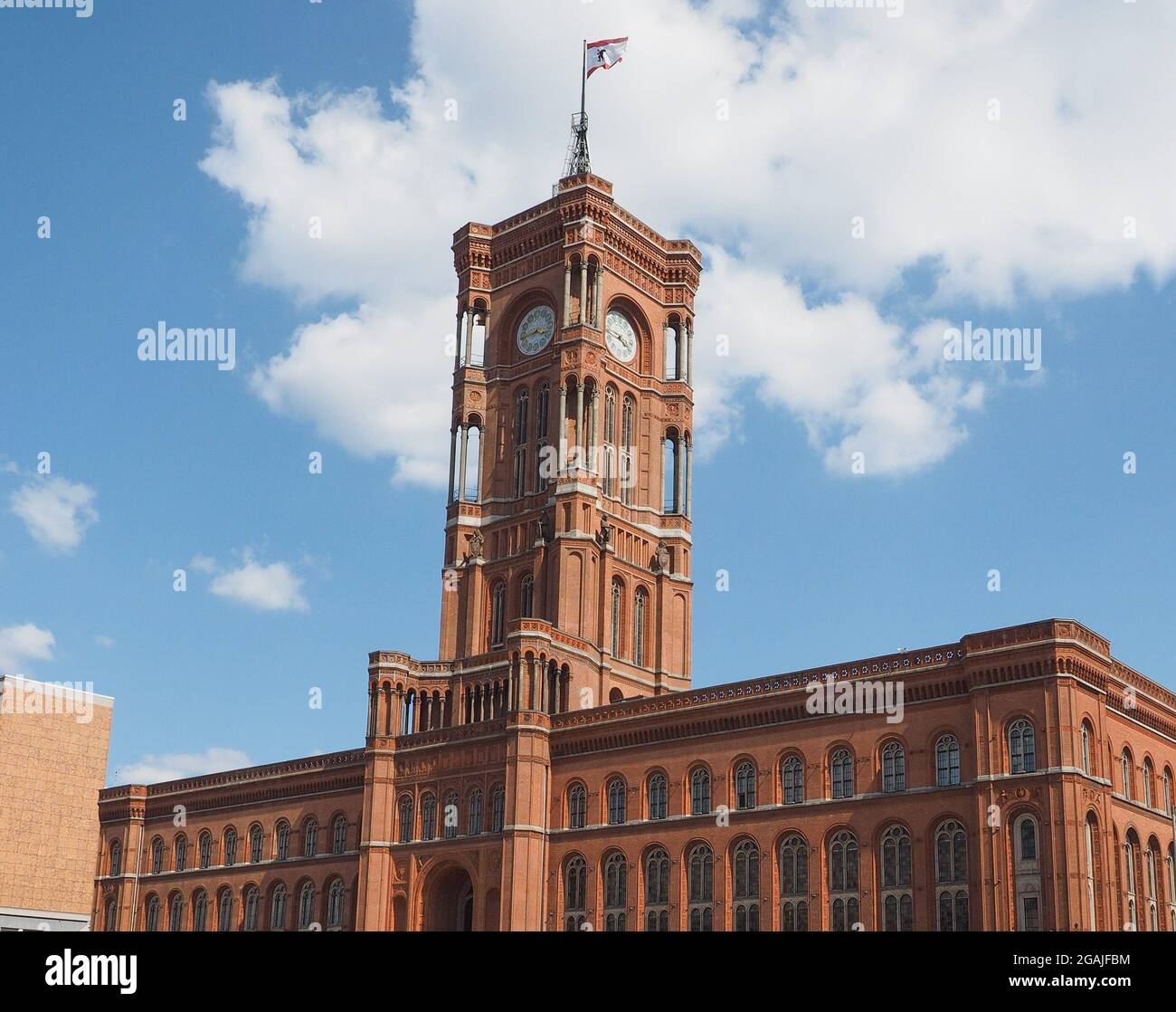 Rotes Rathaus meaning The Red Town Hall in Berlin, Germany Stock Photo