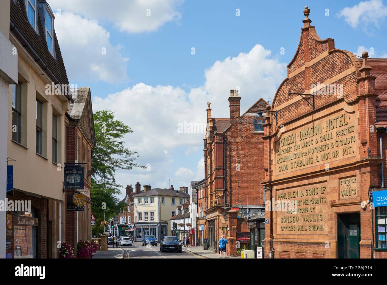 Old buildings along The Wash in Hertford town centre, Hertfordshire, South East England Stock Photo