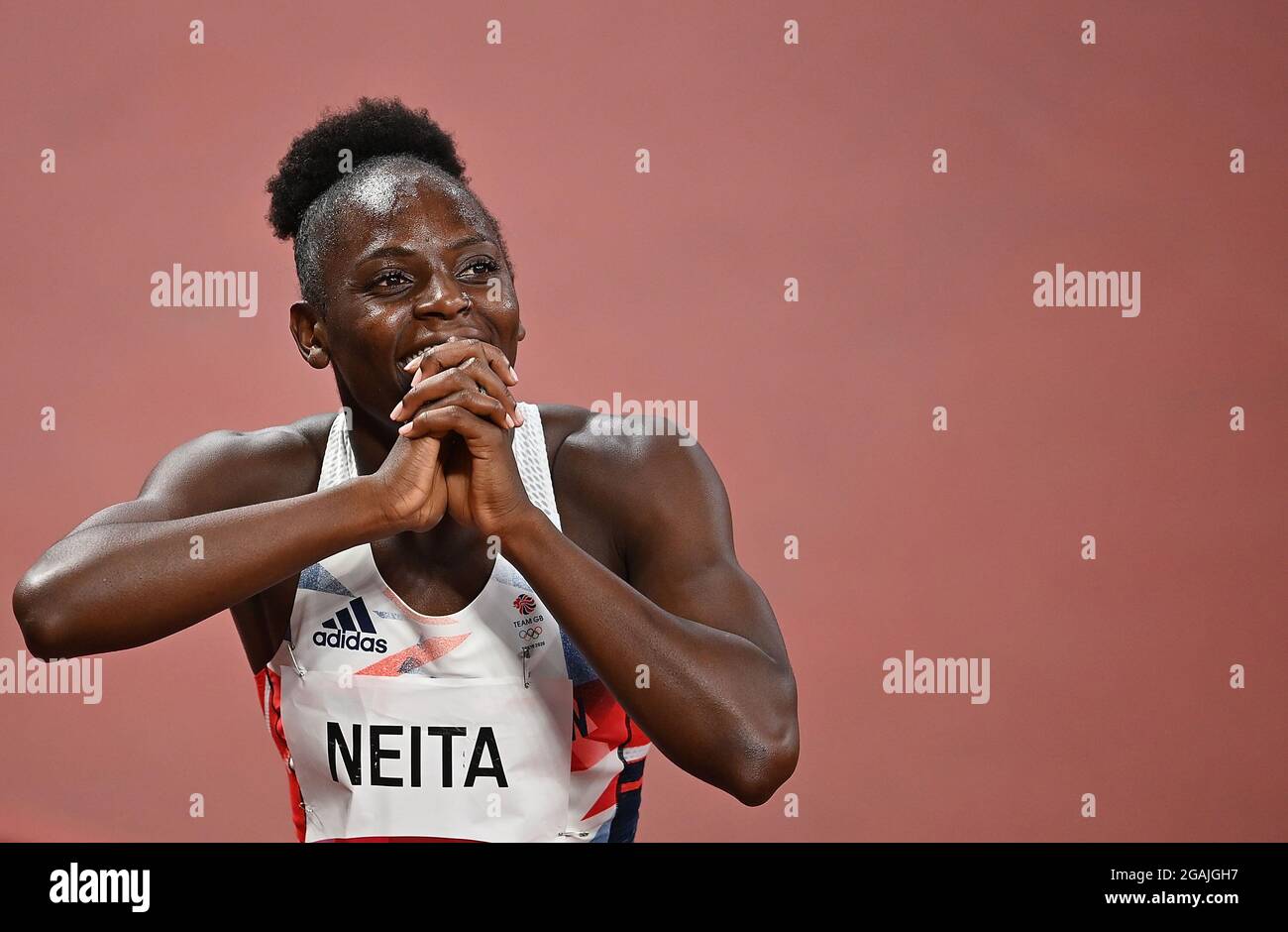 Tokyo, Japan. 31st July, 2021. Daryll Neita of the Great Britain reacts ...