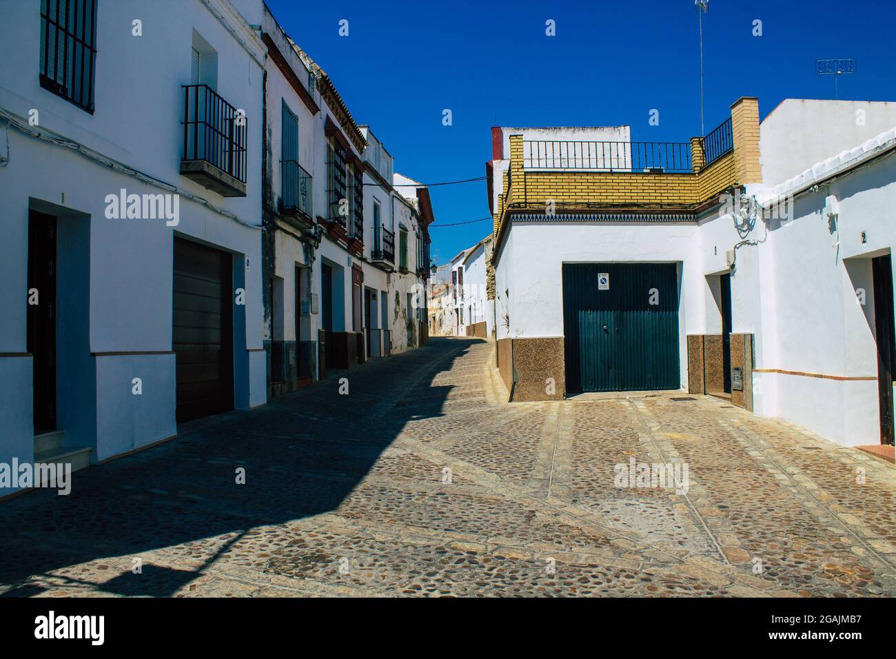 Carmona Spain July 30, 2021 Narrow street in town of Carmona called The Bright Star of Europe