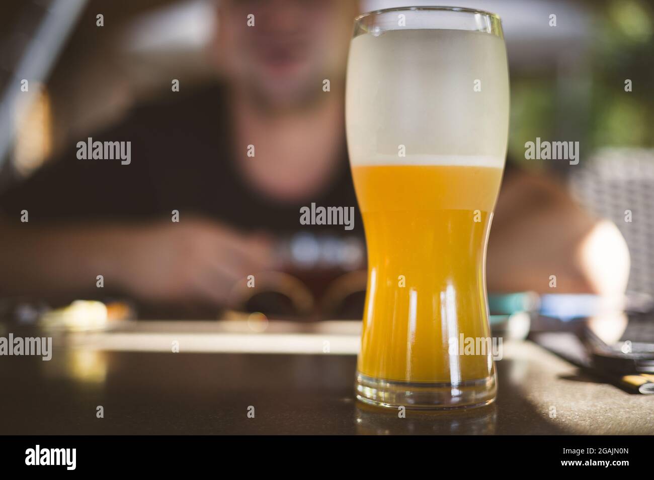Glass Of Beer close up view Stock Photo Alamy