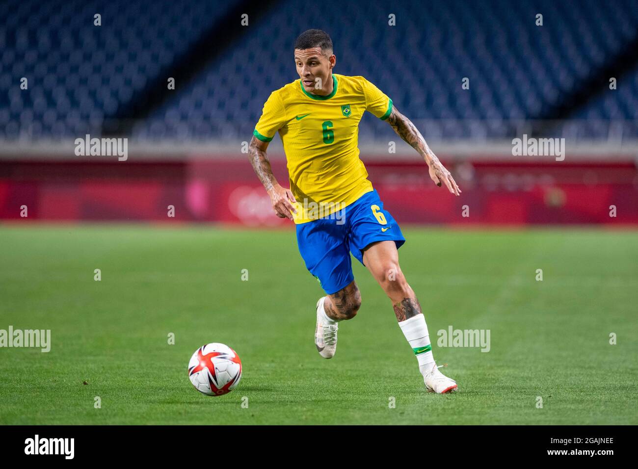 Tokyo, Japan. 31st July, 2021. T'QUIO, TO - 31.07.2021: TOKYO 2020 OLYMPIAD  TOKYO - Guilherme Arana do Brasil during the soccer game between Brazil and  Egypt at the Tokyo 2020 Olympic Games