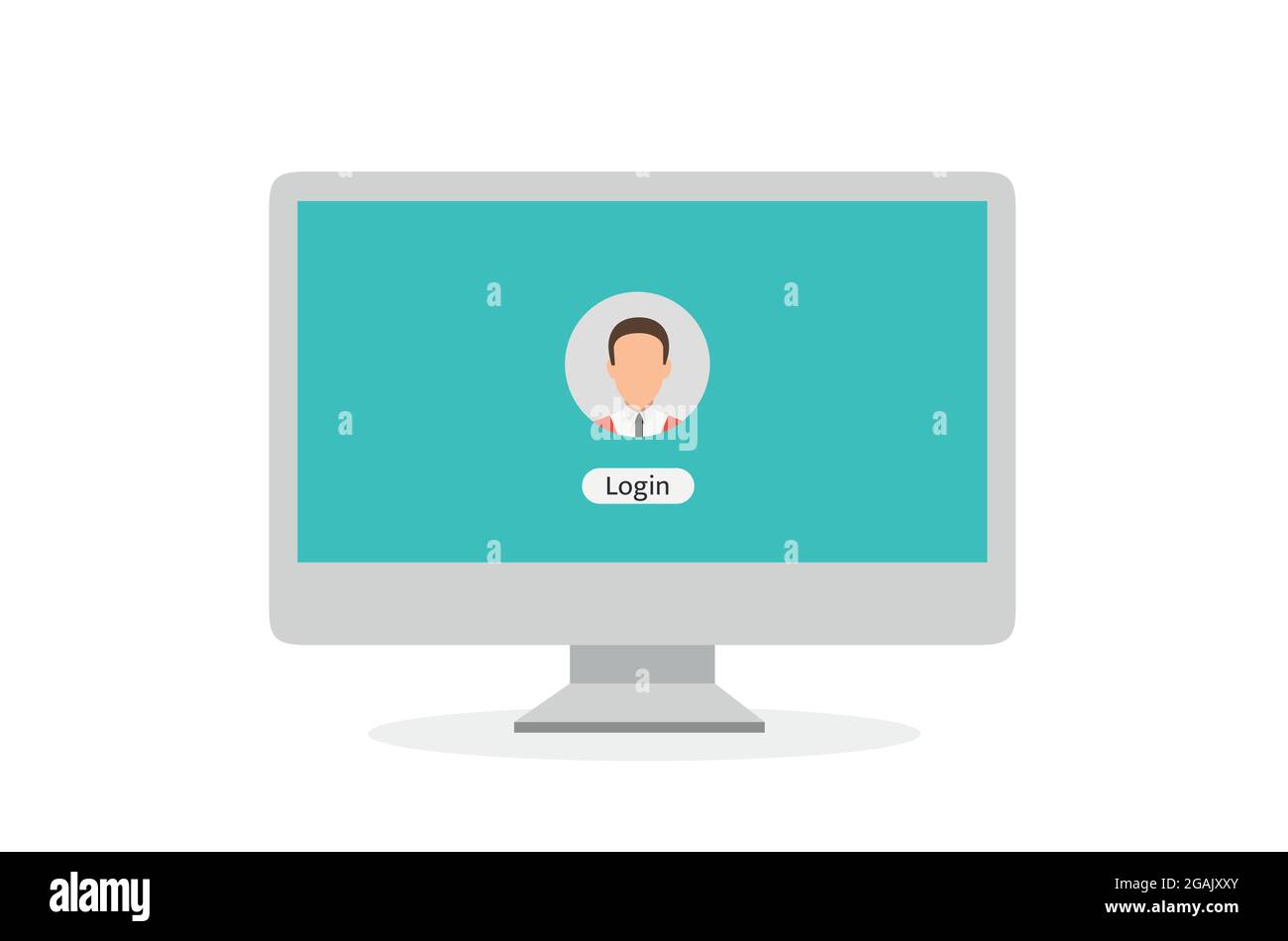 Log in account on the laptop. Hands on the laptop. Laptop with password notification. Vector Stock Vector
