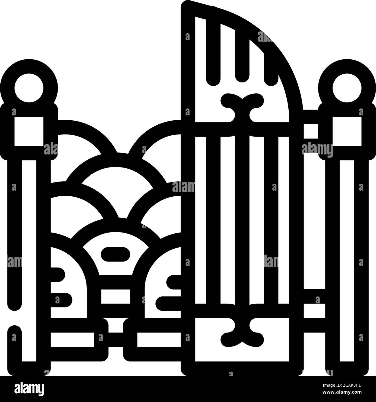entrance gate to cemetery line icon vector illustration Stock Vector