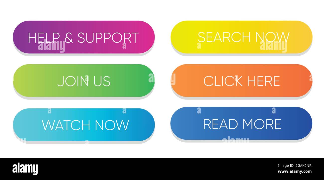 Set of vector modern material style buttons. Different gradient colors ...