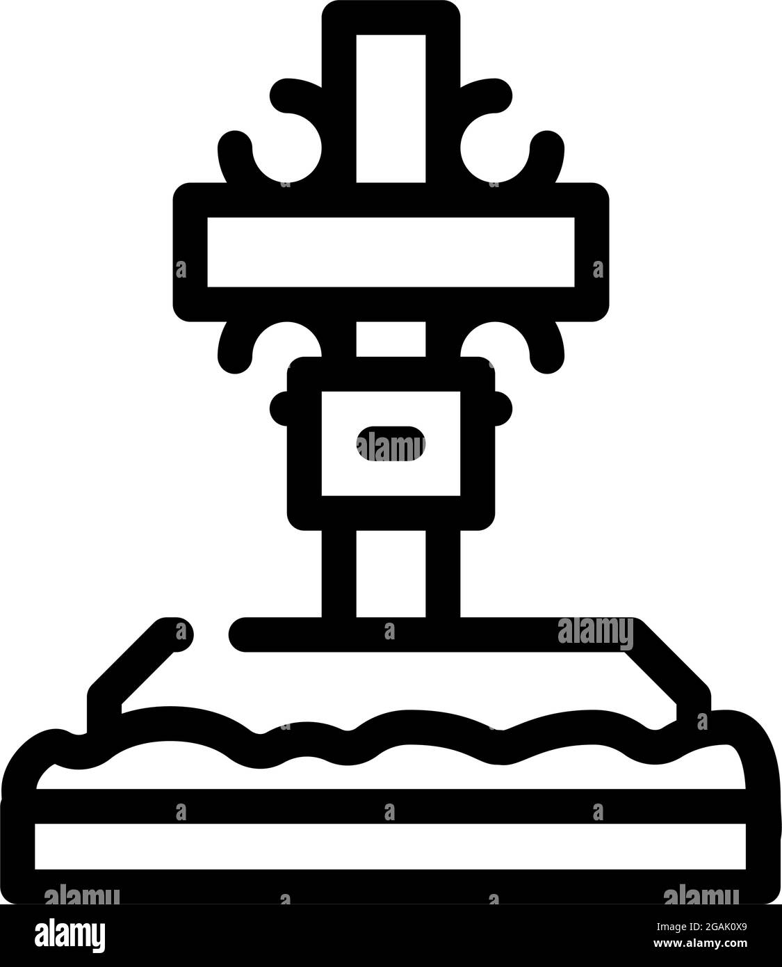 christian cross on grave line icon vector illustration Stock Vector