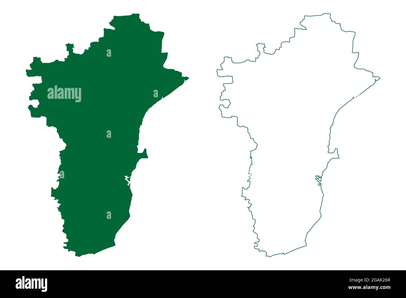 Thoothukudi district (Tamil Nadu State, Republic of India) map vector