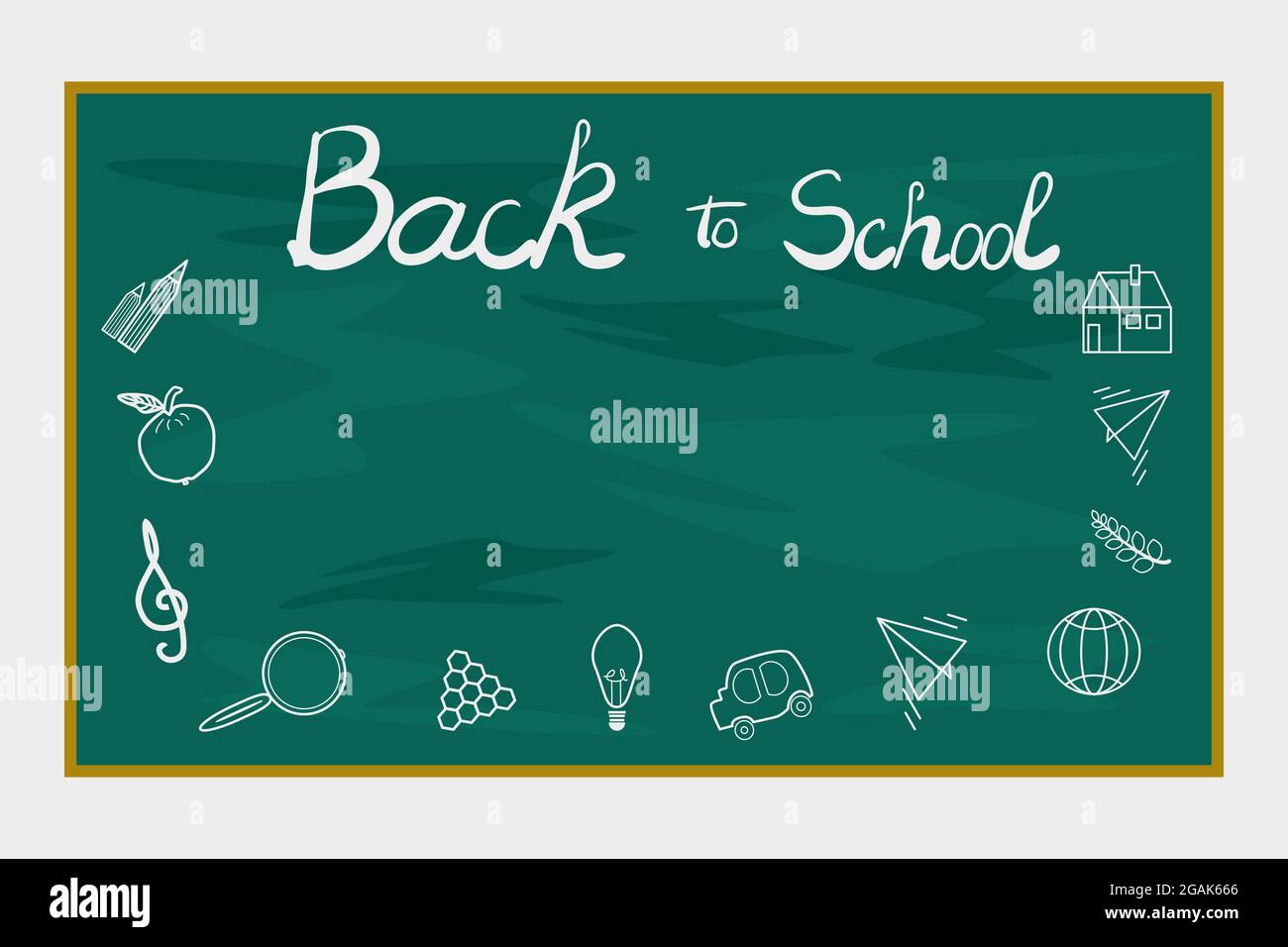 Green chalkboard isolated on white background. Back to school banner ...