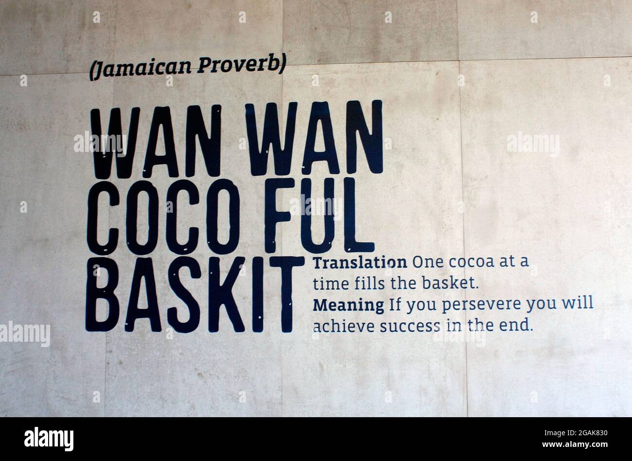 Jamaican Proverb Wan Wan Coco Ful Baskit Stock Photo
