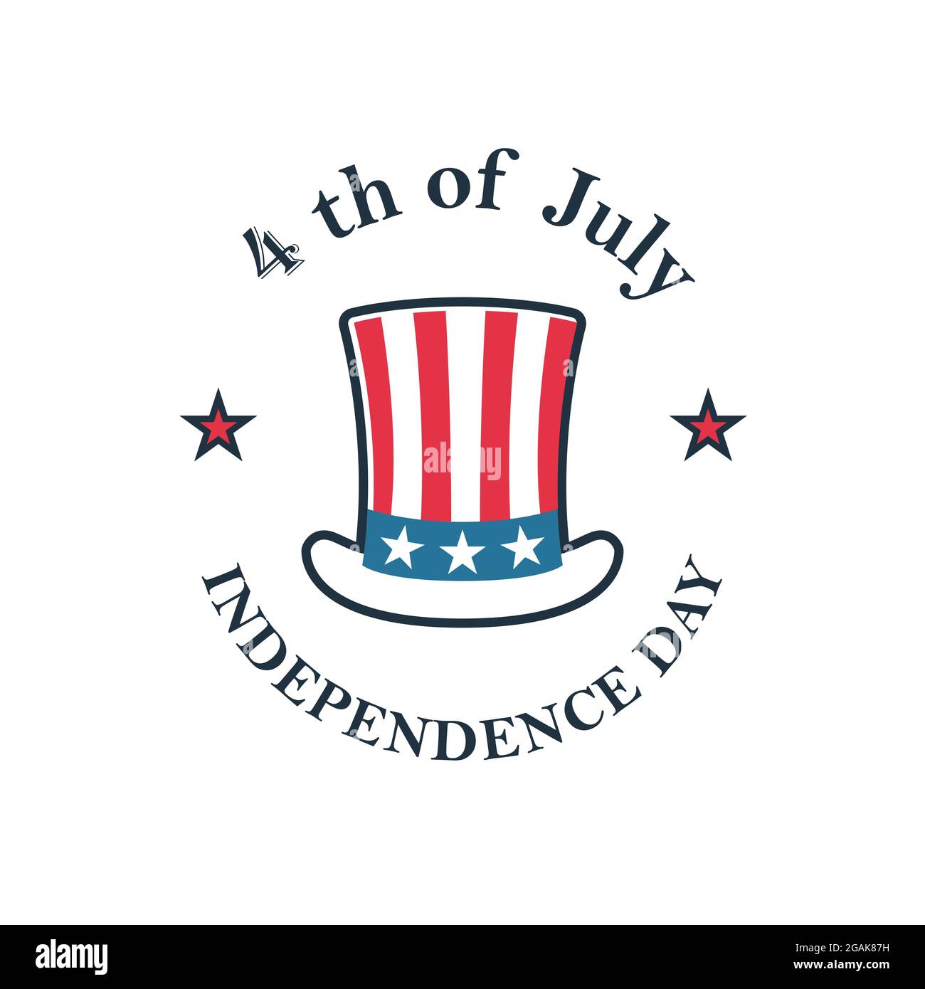 Independence day of the usa 4th july. Uncle Sam hat on white background ...