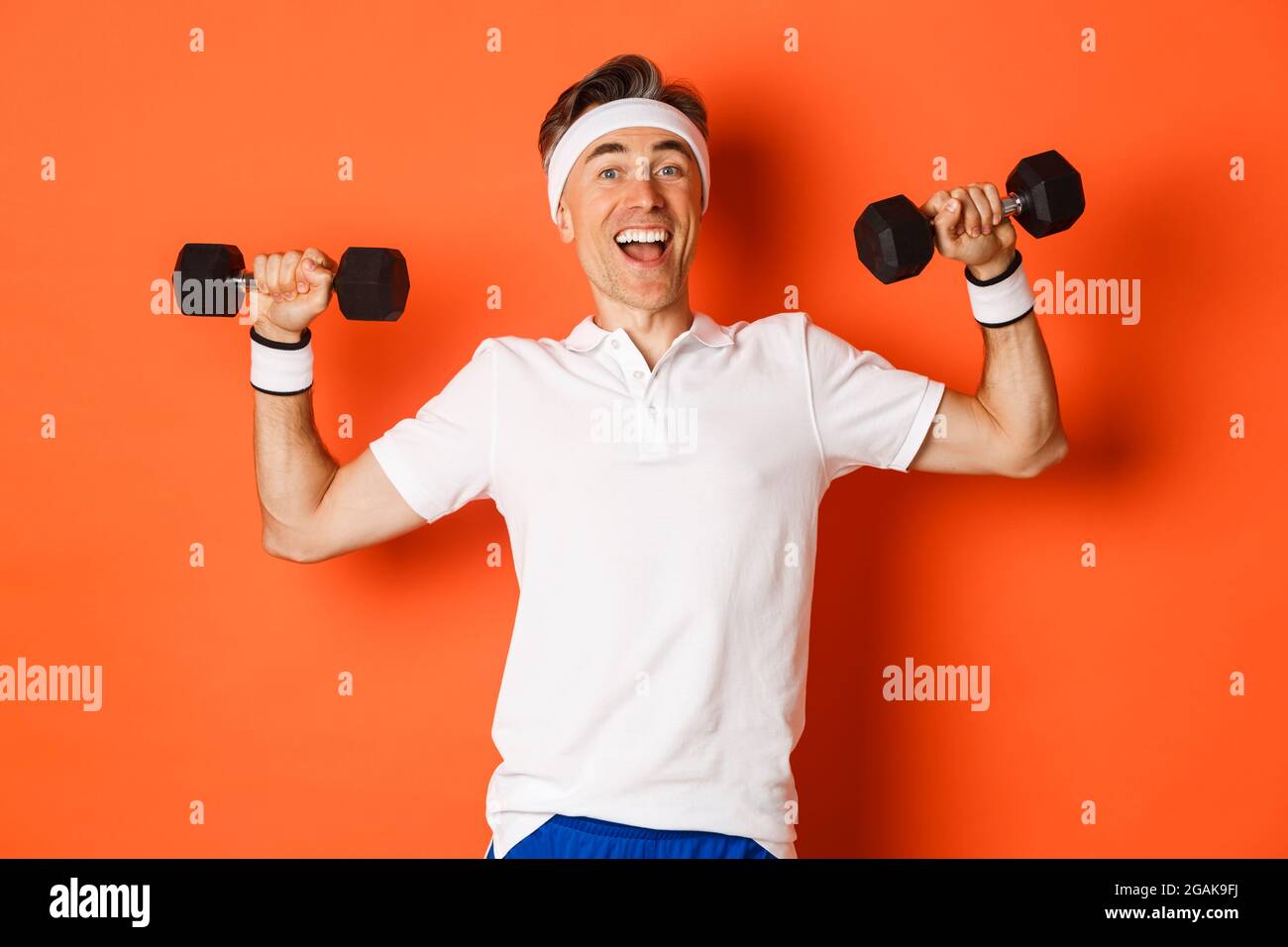 Concept of workout, gym and lifestyle. Image of healthy and strong