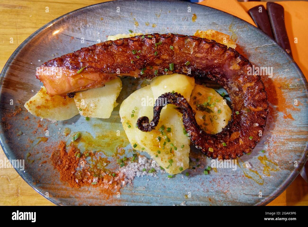 Octopus, Tintenfisch mit Kartoffeln, Malaga, Costa del Sol, Provinz Malaga, Andalusien, Spanien, Europa, Stock Photo