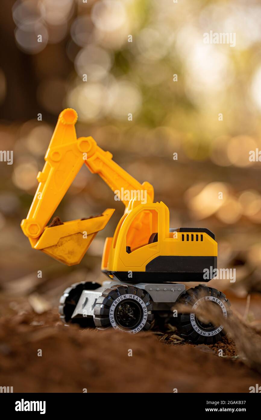 orange toy excavator