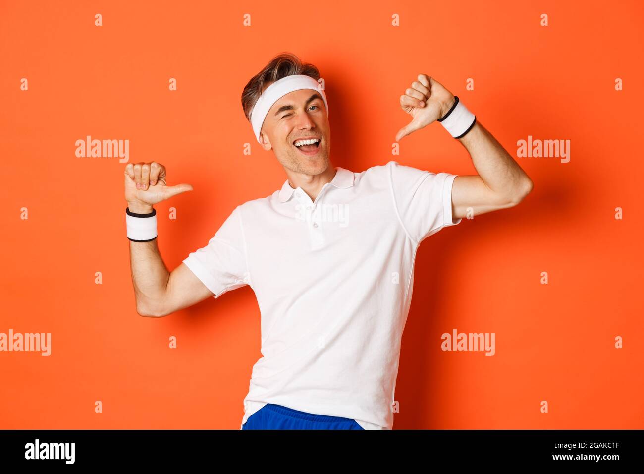 Concept of sport, fitness and lifestyle. Image of confident middle-aged ...