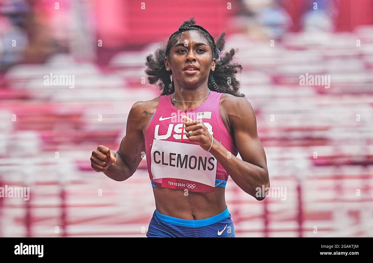 Christina Clemons from USA during 100 meter hurdles for women at the