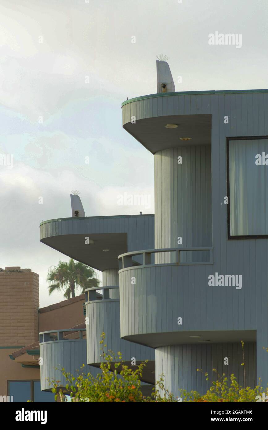 Scenic view of a modern residential building under a cloudy sky Stock ...
