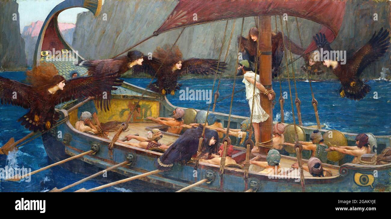 Ulysses and the Sirens by John William Waterhouse (1849-1917), oil on canvas, 1891 Stock Photo