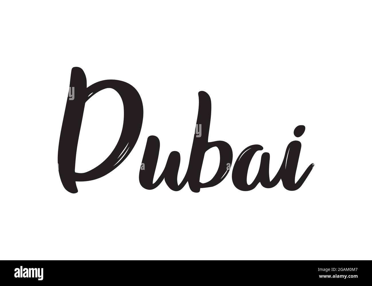 Dubai handwritten calligraphy name of the city. Hand drawn brush