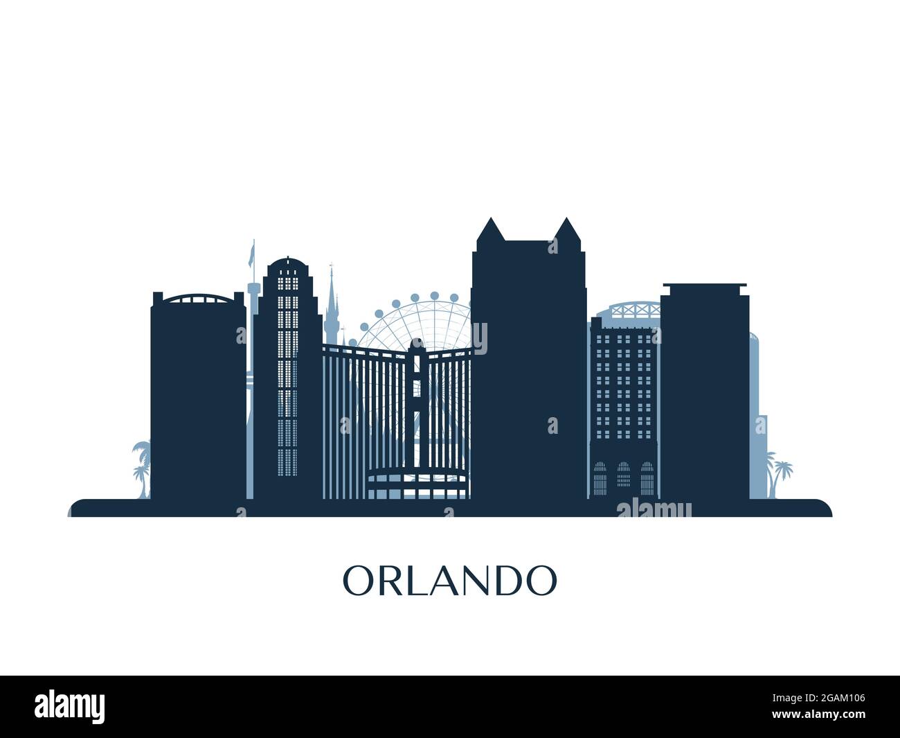 Sticker Orlando en vinyle découpé sur les toits de la ville avec
