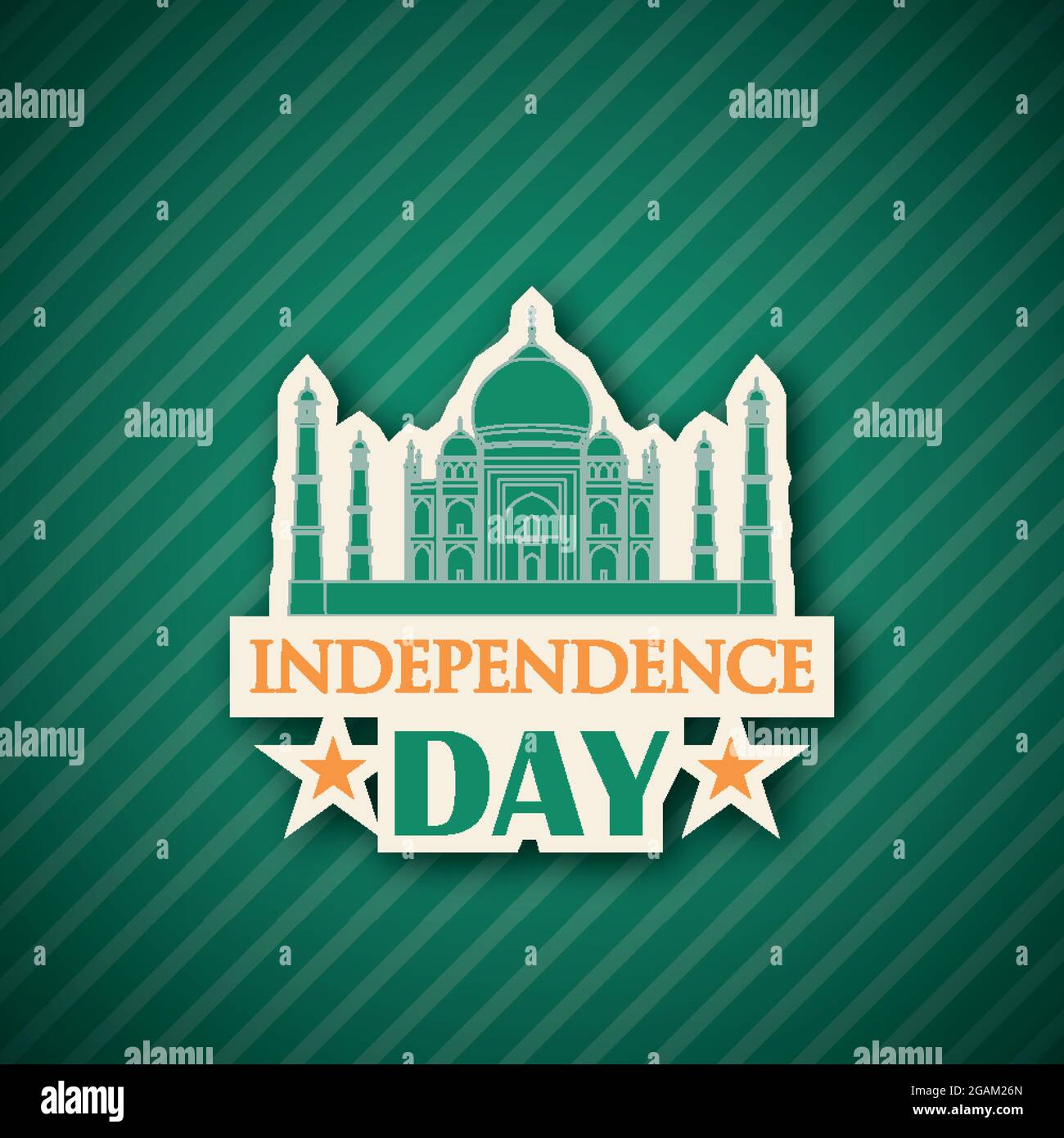 Greeting card with Taj Mahal illustration for celebrating Independence ...