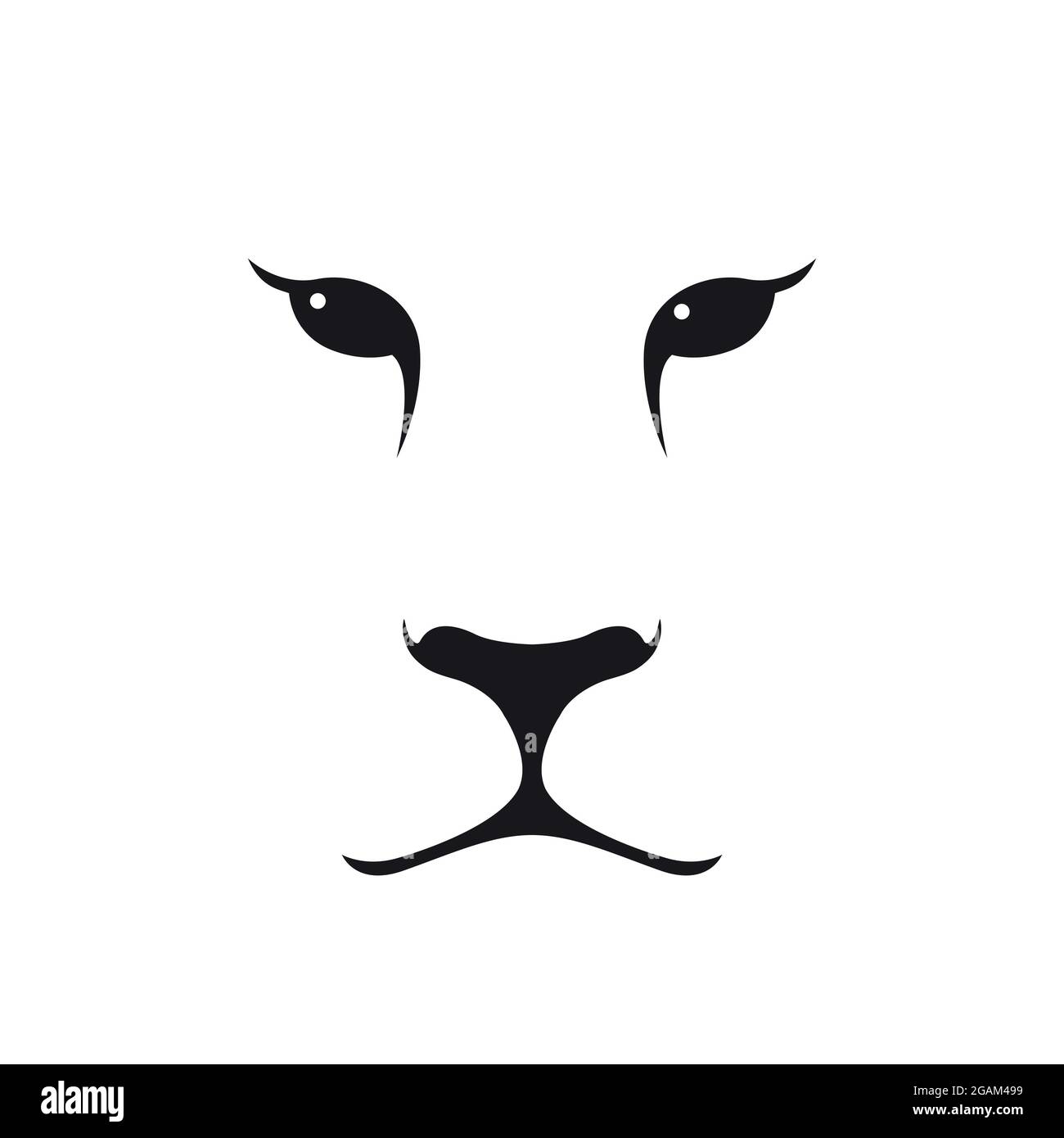 Puma muzzle silhouette. Wild animal emblem. Minimalist template