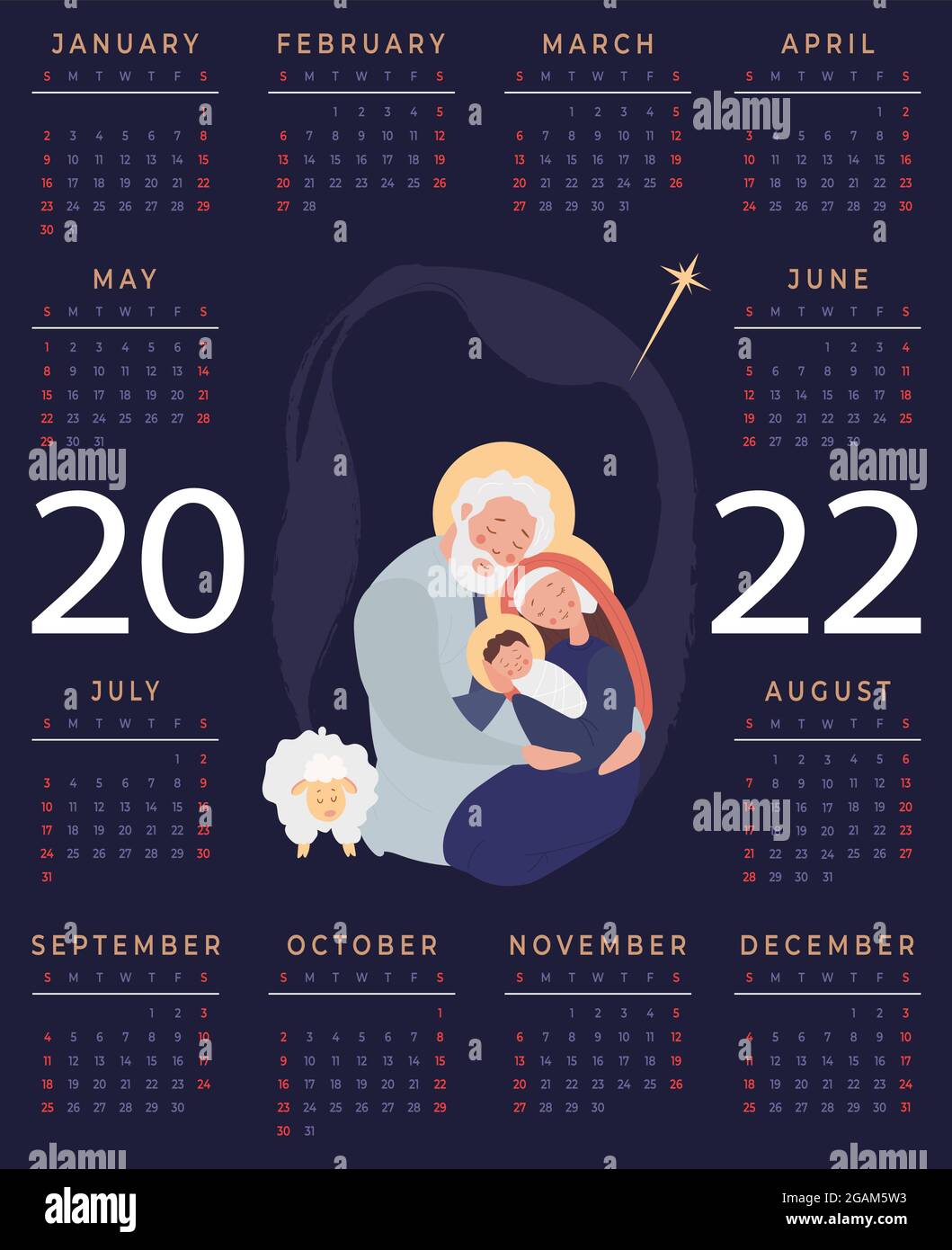 Mary 2022 Calendar Calendar 2022. Merry Christmas. Holy Family Virgin Mary And Joseph. The  Birth Of The Baby Savior Jesus Christ. Vector Illustration. Vertical  Template Stock Vector Image & Art - Alamy