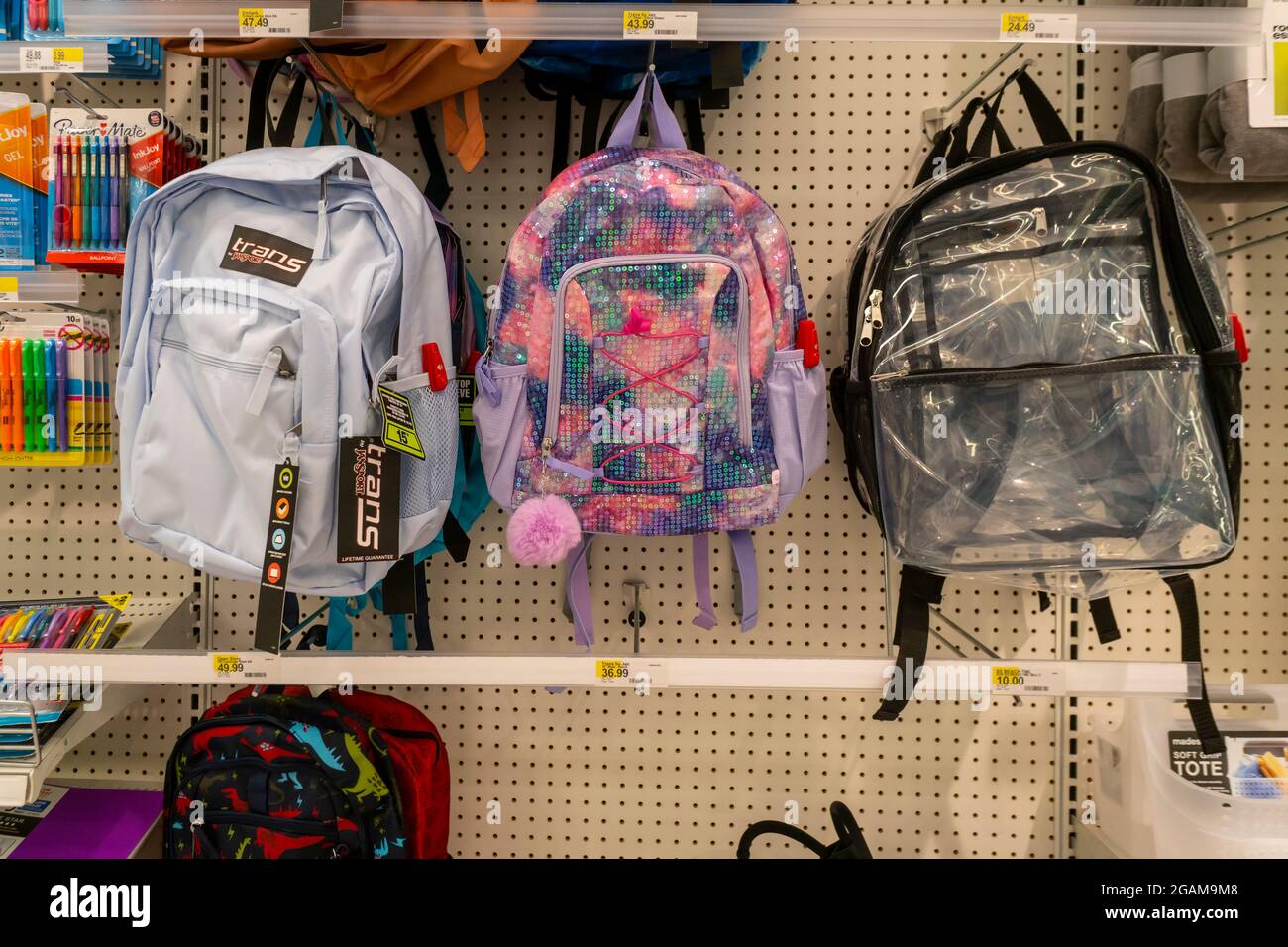 A meager display of backpacks in the back to school department in a Target store in Herald Square in New York on Tuesday July 27 2021. While analysts are predicting shortages of items such