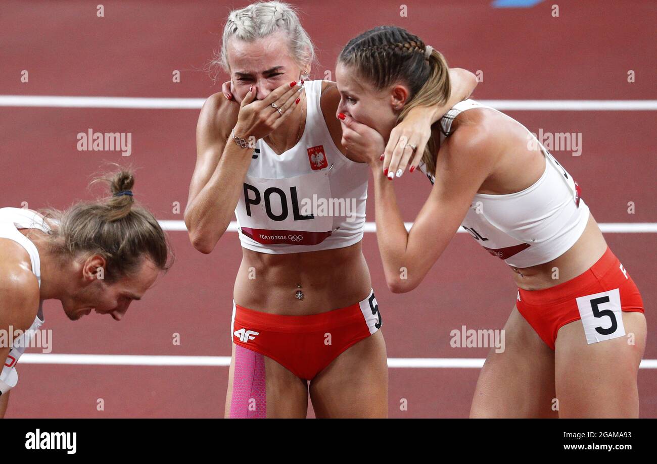 tokyo-japan-31st-july-2021-members-of-the-polish-team-celebrate