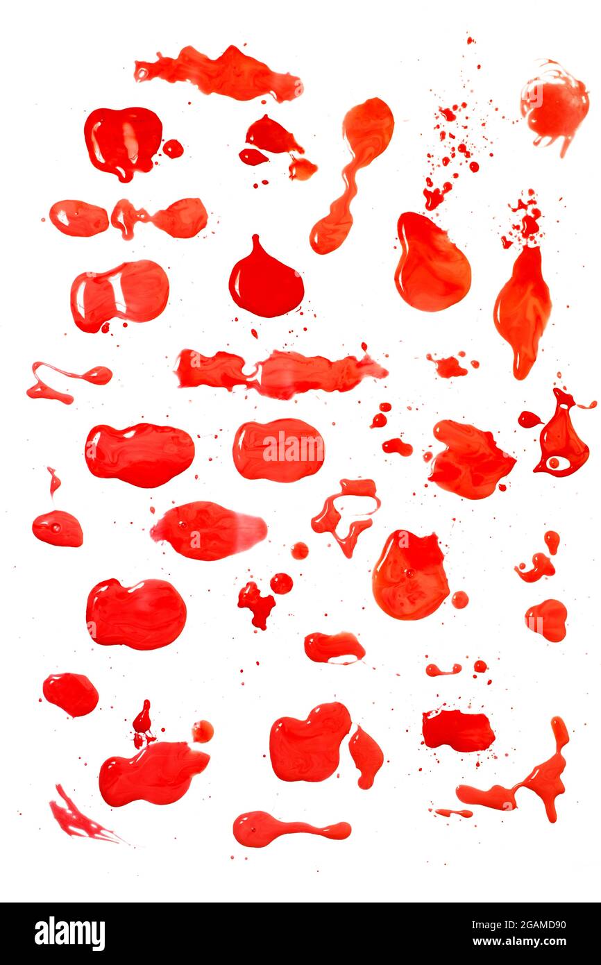 blood stain drops isolated on a white background Stock Photo Alamy