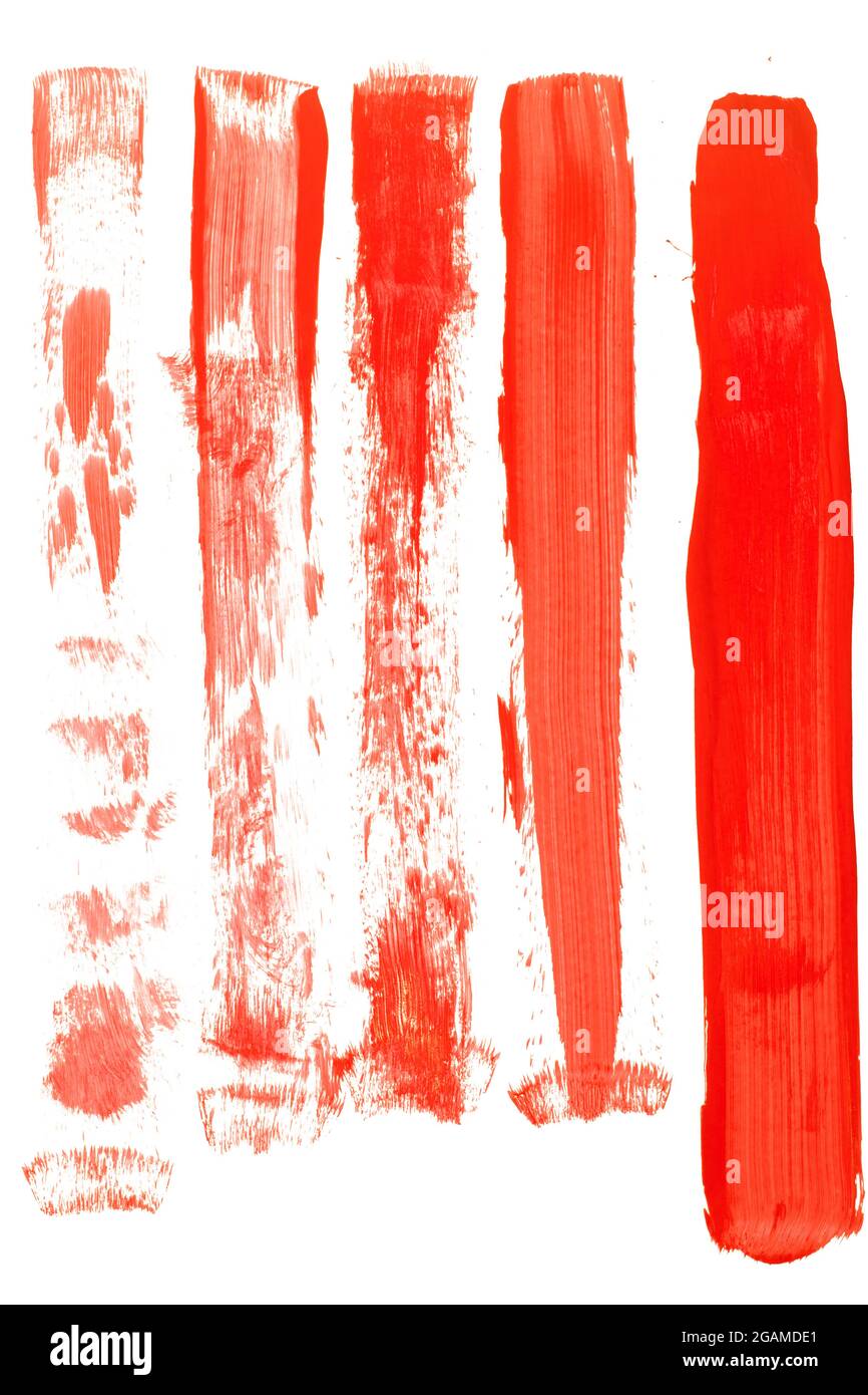 red brush strokes isolated on a white background Stock Photo - Alamy