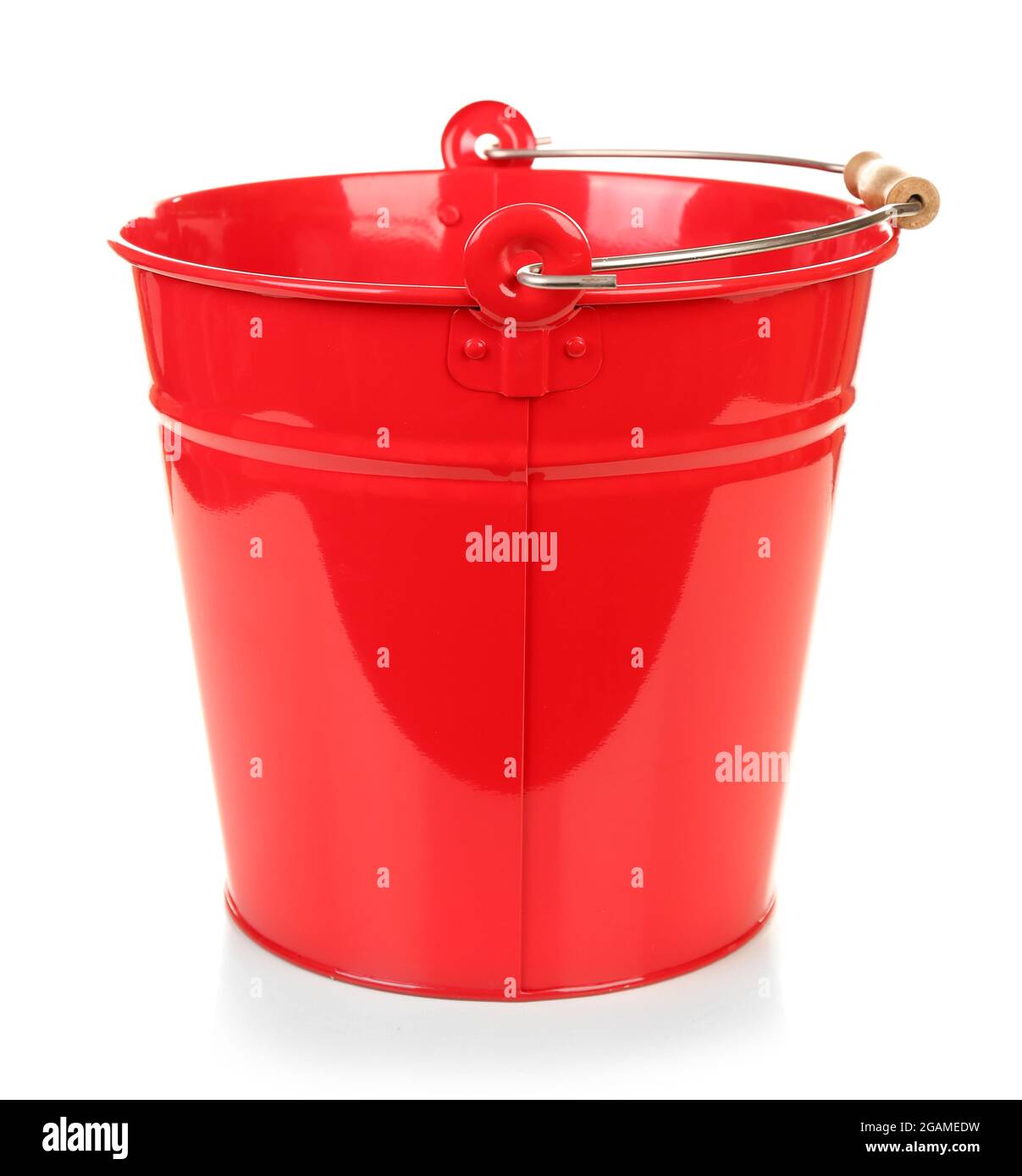 Red bucket isolated on white Stock Photo Alamy