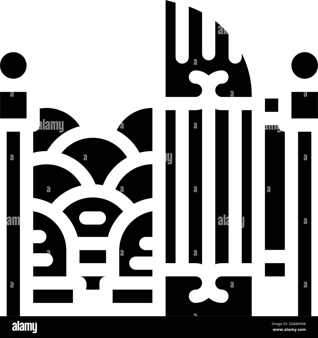 entrance gate to cemetery glyph icon vector illustration Stock Vector