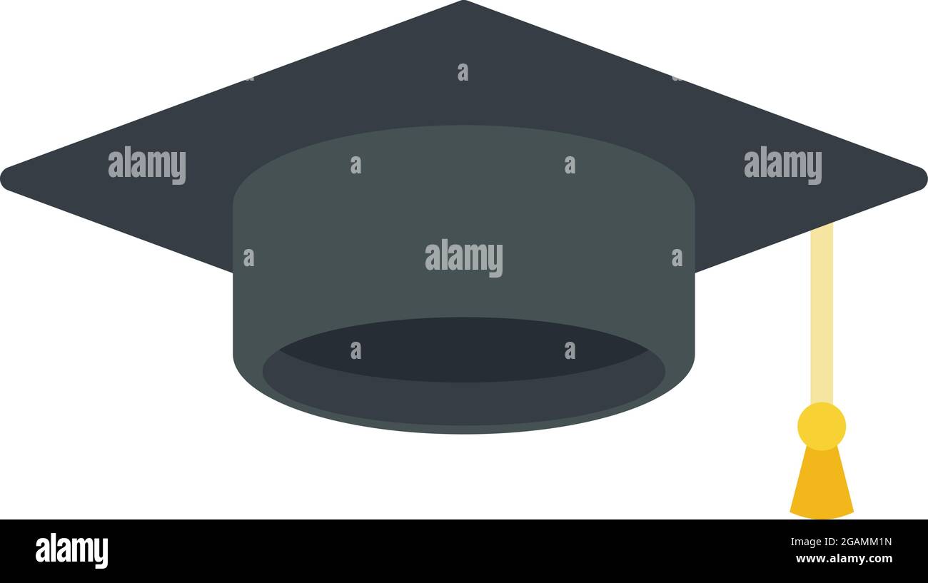 Graduation hat icon. Flat illustration of graduation hat vector icon ...
