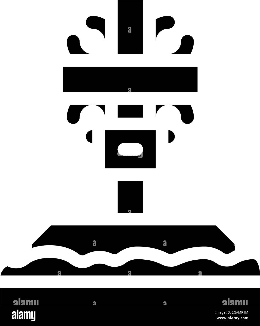 christian cross on grave glyph icon vector illustration Stock Vector