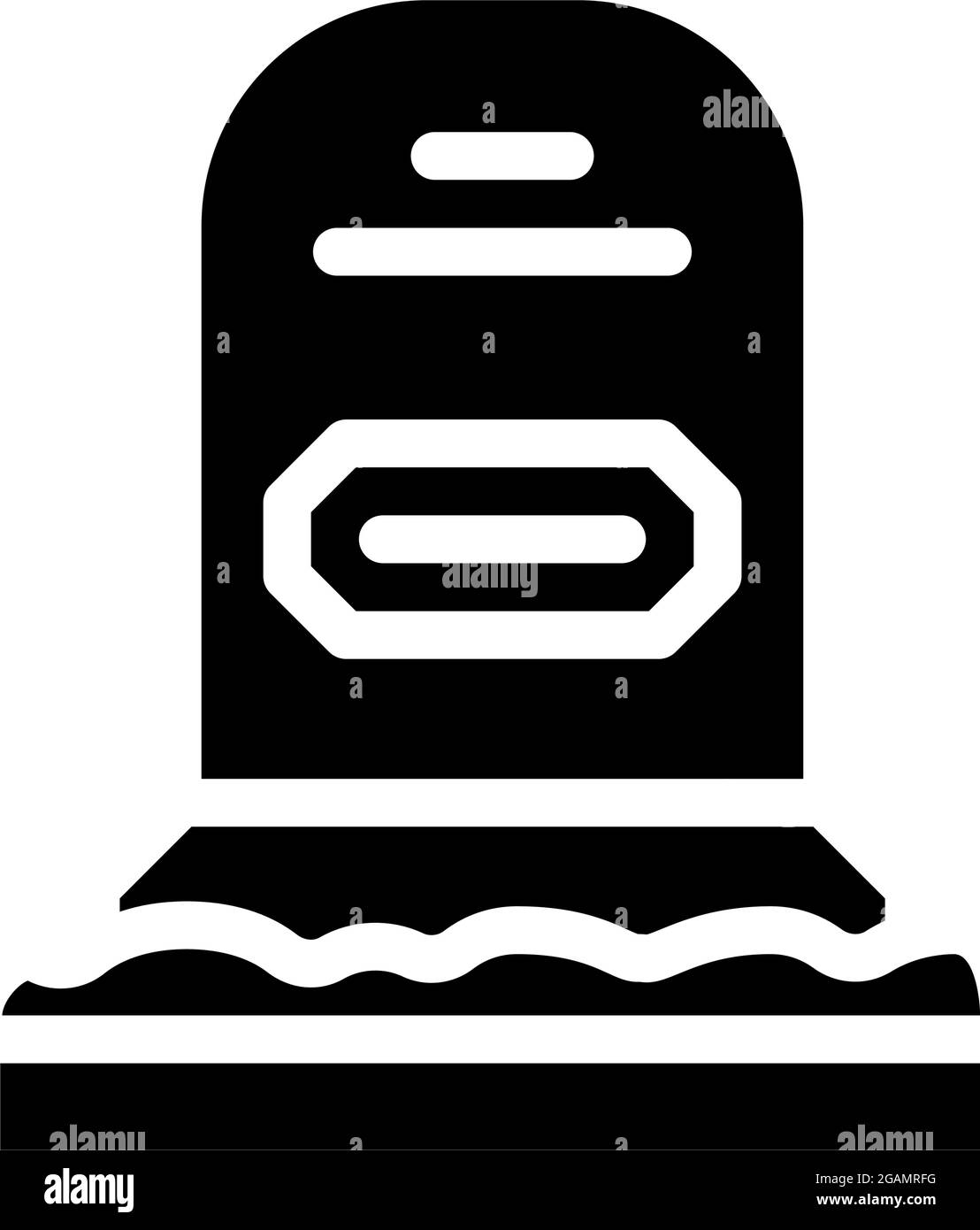headstone on grave glyph icon vector illustration Stock Vector