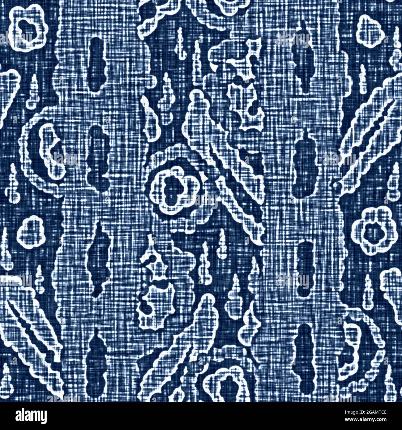 Acid wash blue jean effect texture with decorative linen mottled