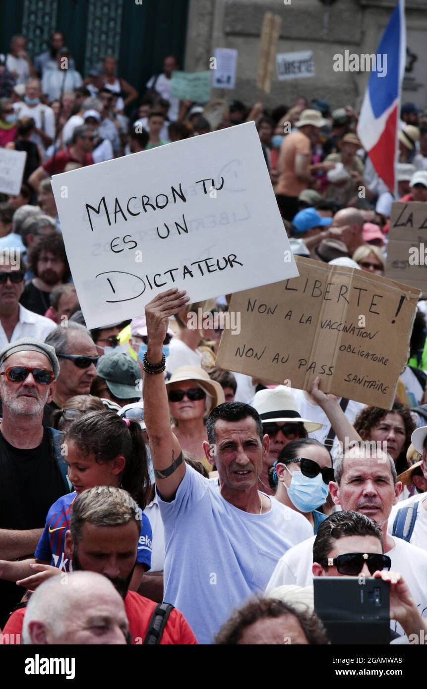 Demonstration Against The Health Pass Pass Sanitaire In Montpellier South Of France On July 31 2021 Photo By Patrick Aventurier Abacapress Com Stock Photo Alamy