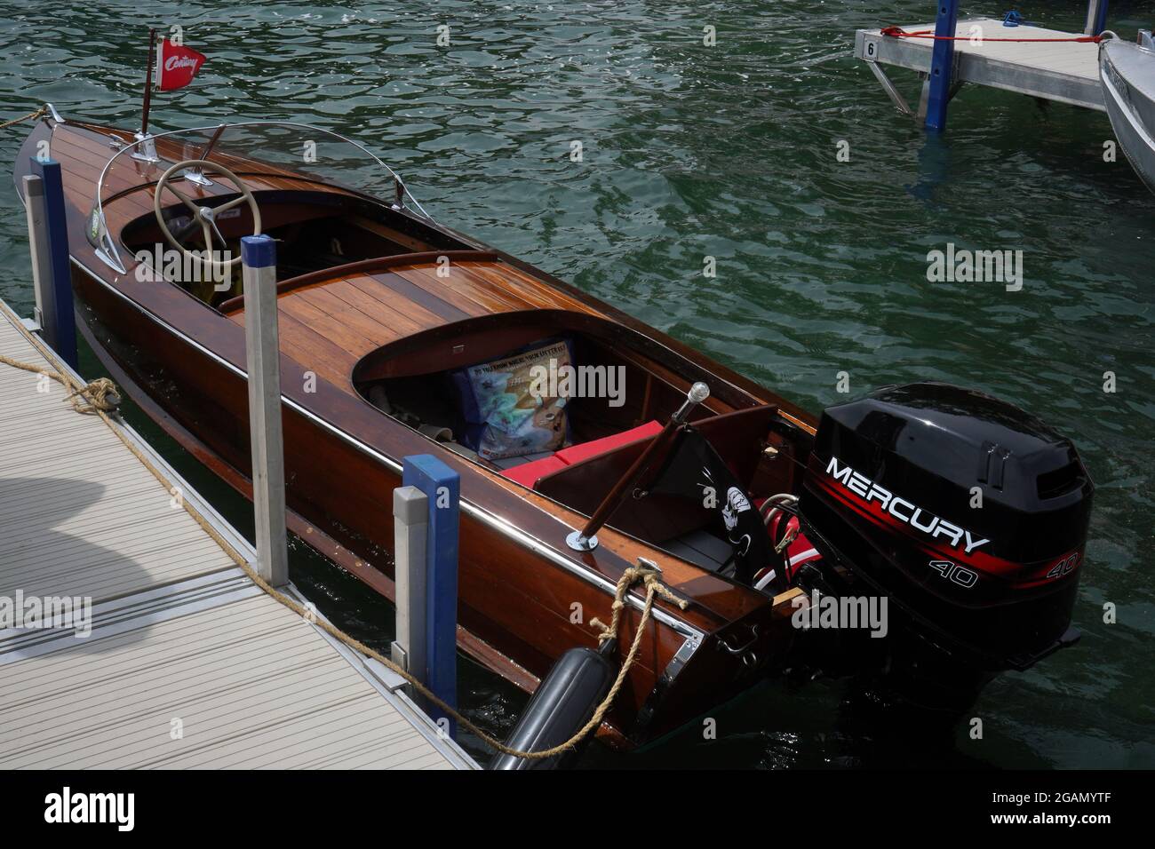 Skaneateles, New York, USA. July 25th, 2021. Wooden Antique Boat With