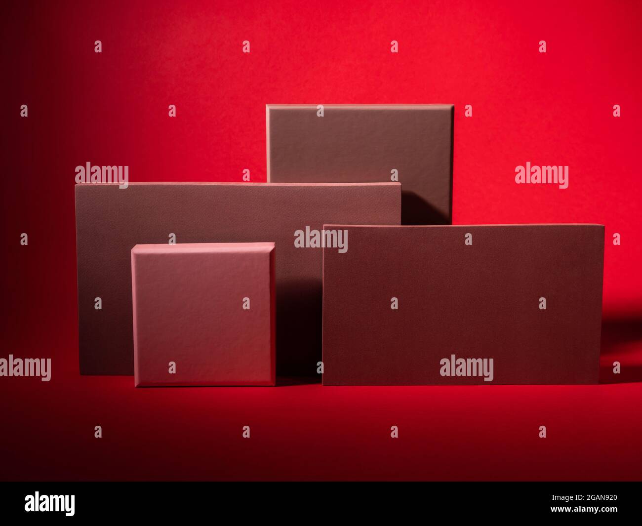 Geometric design shape podium on red background Stock Photo