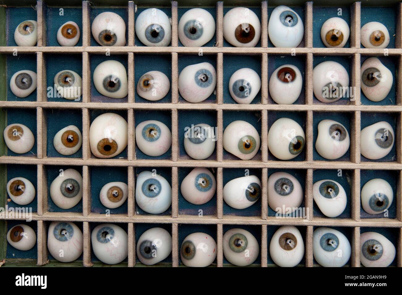Artificial glass eyes Stock Photo